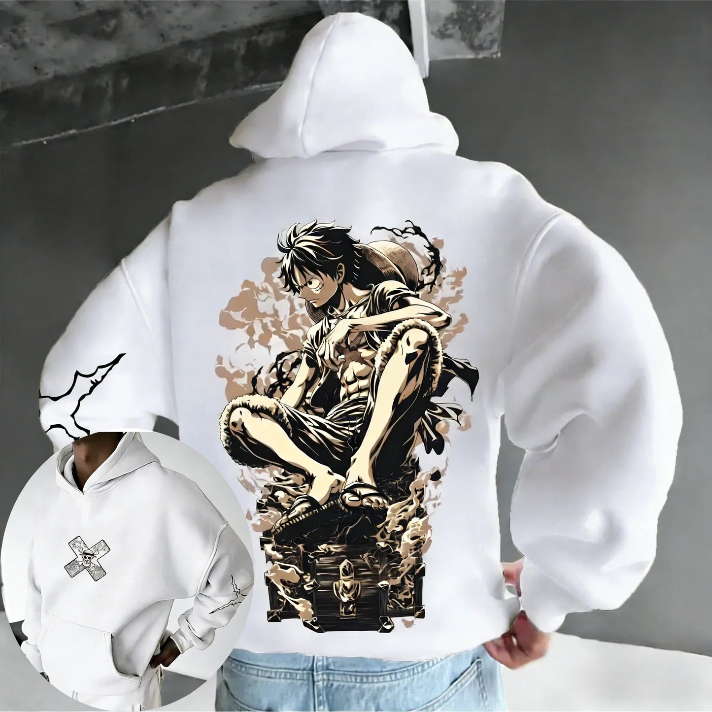Anime Luffy Printed Cotton Hoodie  Spring/Autumn Men's New Street Hip Hop Loose Casual Parent Child Sweater Top