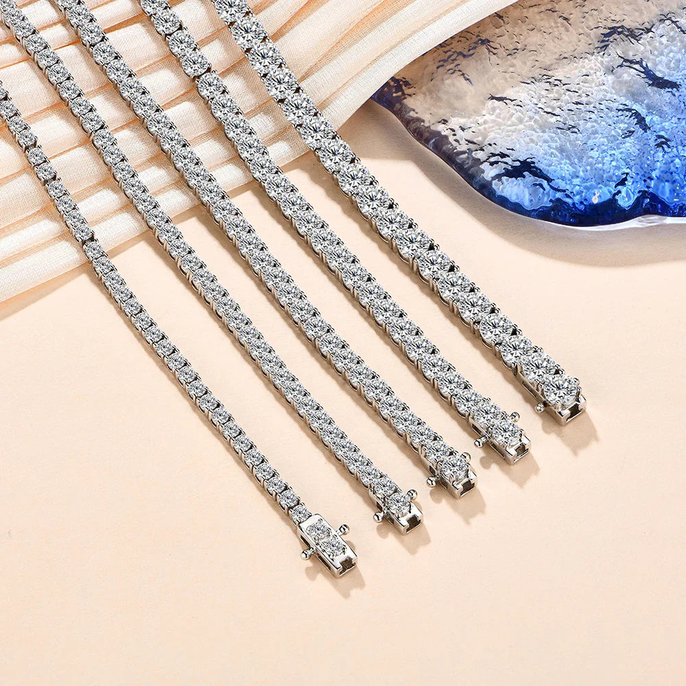 4.0mm 5.0mm DVVS1 Pass Diamond Test Round Cut Moissanite Tennis Bracelet White Gold Plated 925 Silver Jewelry for Women
