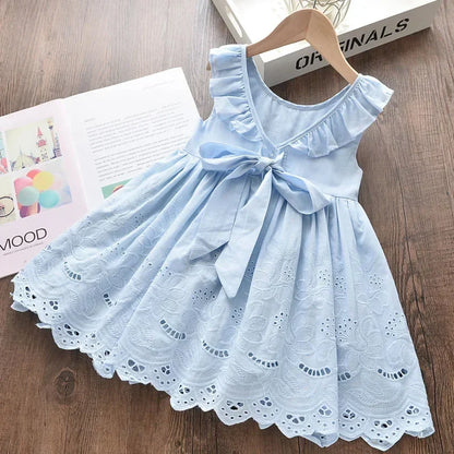 Girls Elegant Dresses 2024 New Summer Kids Party Costumes Girl Floral Princess Outfits Children Vestidos Clothing