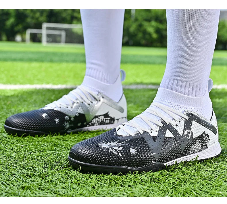 Men New TF Football Boots Society Indoor Original Top Quality Non Slip Male Soccer Shoes Sneakers Ultralight Breathable Ankle