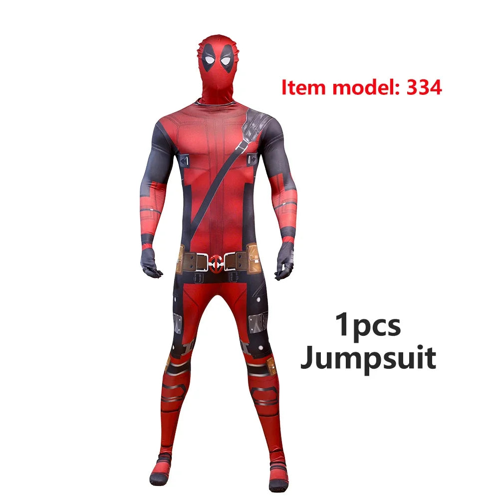 Deadpool Child Costume Halloween Costumes Kids Men Adult Superhero Bodysuit Jumpsuit Children Cosplay Costume Swords Accessories