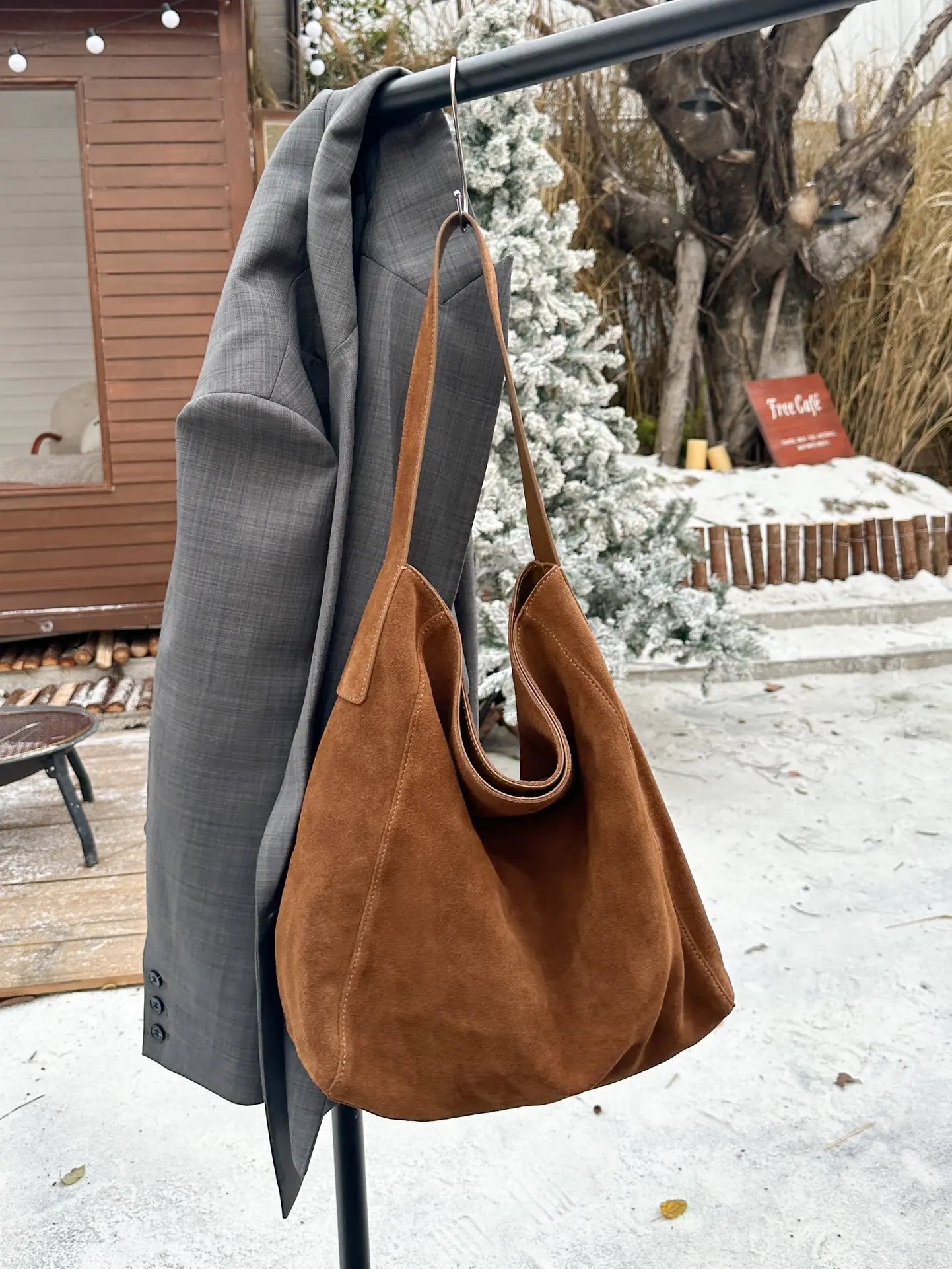 Soft Suede Cow Leather Women's Shoulder Crossbody Bags Luxury Designer Brand Ladies High Quality Large Tote Bag Autumn Winter