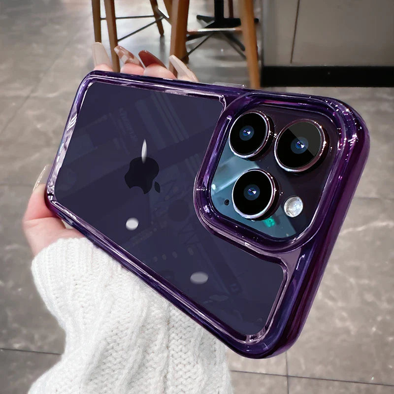 Luxury Transparent Shockproof Phone Case For iPhone 11 12 13 14 15 Pro X XR XS Max 7 8 Plus Soft Clear Bumper Hard Acrylic Cover