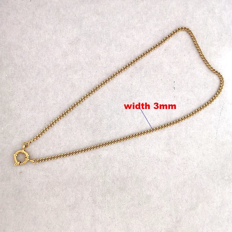 Spring Sailor Clasp Necklace Women Men Choker Stainless Steel Geometric Paperclip Link Chain Rolo PVD Gold Color Wholesale