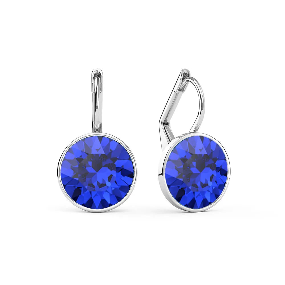 Earring for Women Christmas Birthday Premium Austrian Crystals Round Cut Dangle Silver Gold Color Pierced Jewelry