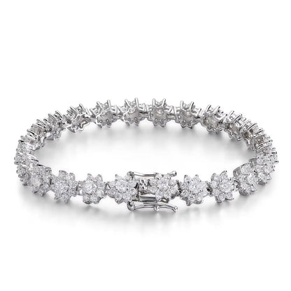 Flower Moissanite Tennis Bracelet Wedding Jewelry 925 Sterling Silver Plated 18k White Gold GRA Bracelets for Women Man