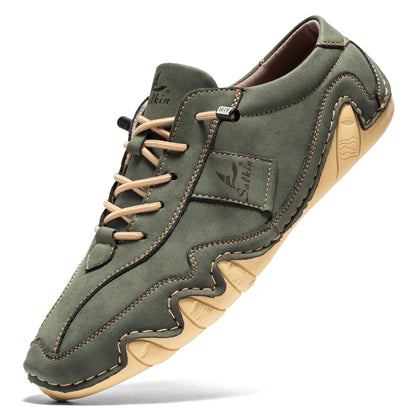 Spring Handmade Leather Casual Men Shoes Design Fashion Sneakers Man Loafers Breathable Soft Flat Shoes Driving Shoes