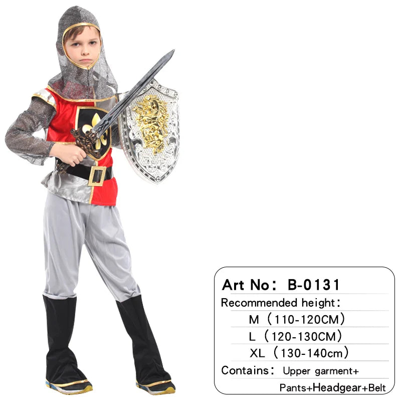 Child Greek Roman Warrior Gladiator Costume Boys Knight Cosplay Carnival Party Fancy Dress No Weapon