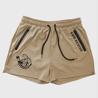 Men's Printed Shorts Summer Quick Dry Side Double Zipper Pockets Design Running Basketball Training Gym Shorts