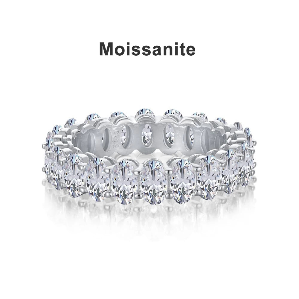 D VVS1 3*5mm Oval Moissanite Rings for Women Men Engagement Wedding Eternity Bands with GRA s925 Sliver Plated 18k Ring