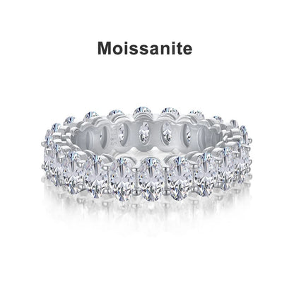 D VVS1 3*5mm Oval Moissanite Rings for Women Men Engagement Wedding Eternity Bands with GRA s925 Sliver Plated 18k Ring