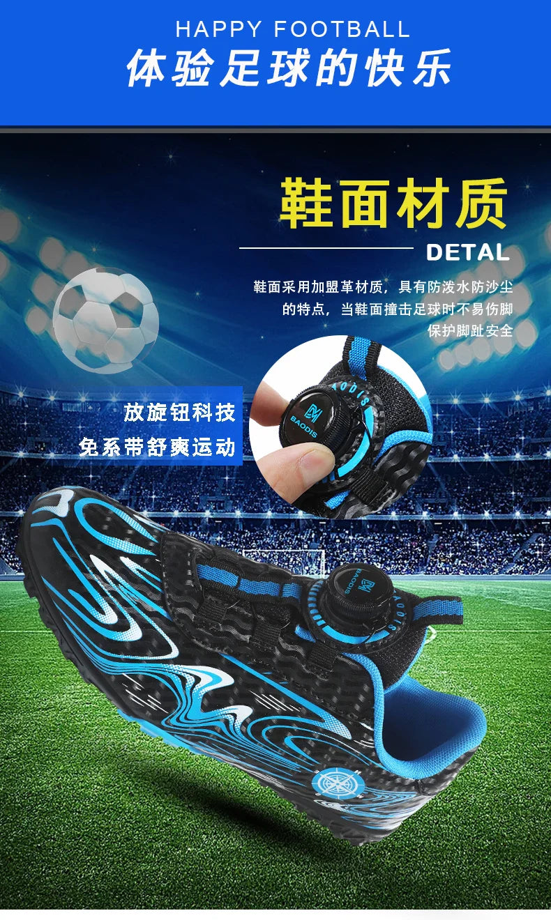 Kids Soccer Cleats Boys Girls Professional Football Shoes FG/TF Grass Training Non-Slip Athletic Sneakers Breathable Comfortable