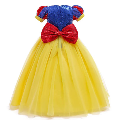 Sequins Girl Snow White Fancy Dress Kids Carnival Christmas Party Princess Costume Children Birthday Performance Clothes