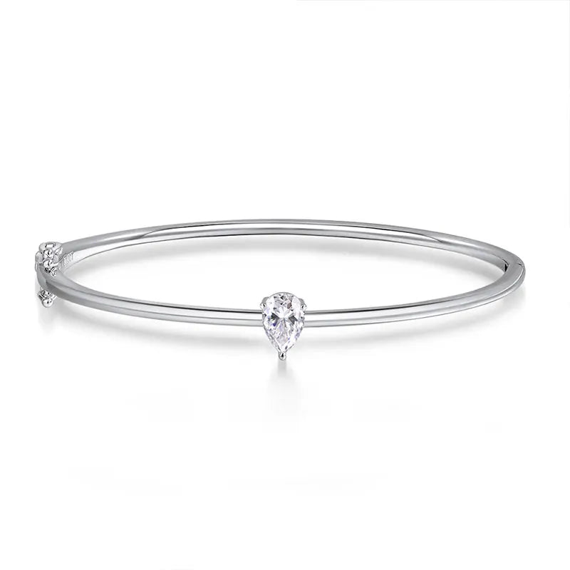 1CT Pear Cut Moissanite Bangles for Women GRA Certified D VVS1 Lab Diamond 100% s925 Sterling Silver Wedding Bracelets