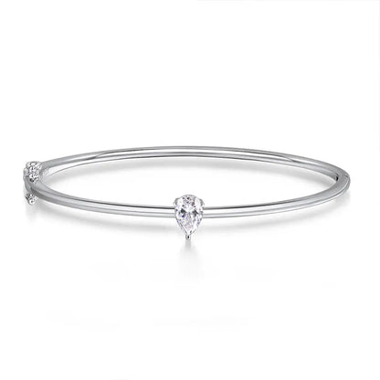1CT Pear Cut Moissanite Bangles for Women GRA Certified D VVS1 Lab Diamond 100% s925 Sterling Silver Wedding Bracelets