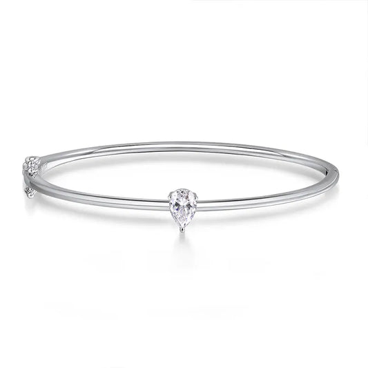 1CT Pear Cut Moissanite Bangles for Women GRA Certified D VVS1 Lab Diamond 100% s925 Sterling Silver Wedding Bracelets