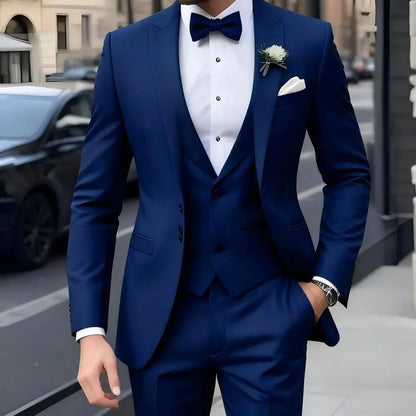 Brown Peak Lapel 3 Piece Men's Tuxedos Fashion Single Breasted Formal Men's Clothes Intelligent Casual Wedding Tuxedos