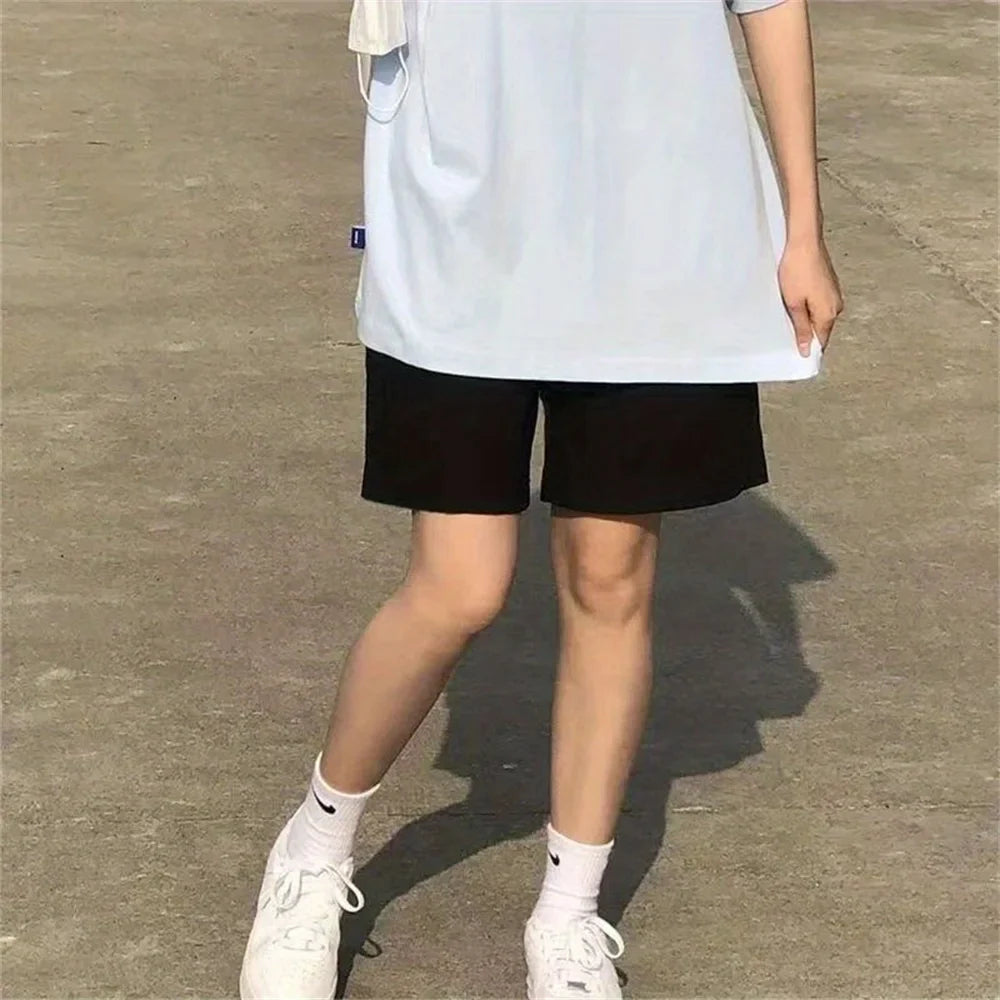Shorts Men'S Casual Jogging Sport Short Pants Wave Pattern Solid Male Drawstring