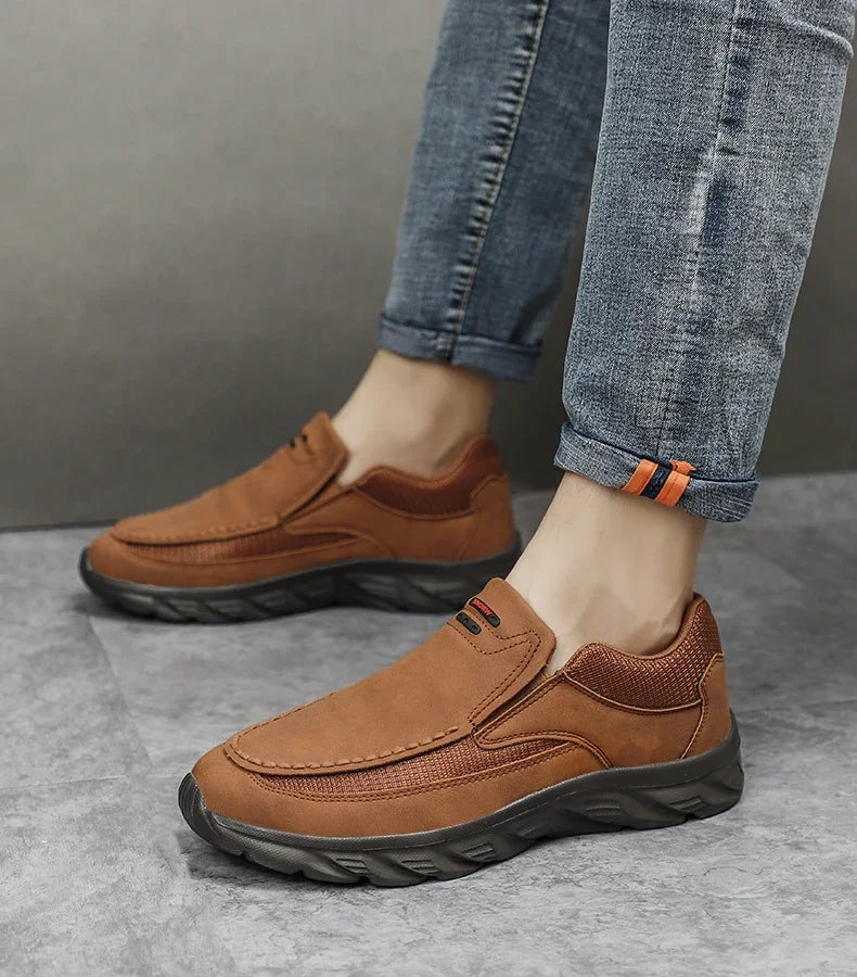 Sapatos Masculinos Casuais de Couro, Mocassins Respiráveis, Tênis Masculinos 2024, Novos Tênis Masculinos de Couro Confortáveis, Calçados Masculinos