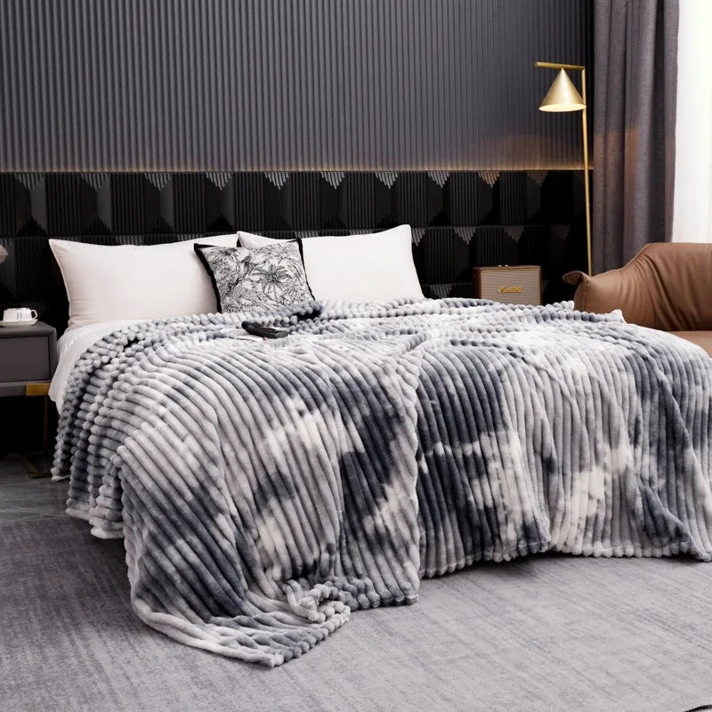 High Quality Blanket for Beds Tie Dyeing Warm Manta Single/Queen/King Flannel Fleece Thow Blanket Thick Warm Plaids Sofa Blanket