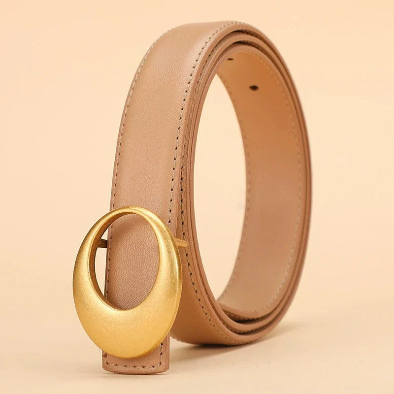 Fashionable women's belt; cowhide leather belt for women; versatile decoration with a high-end feel; trendy Korean-style