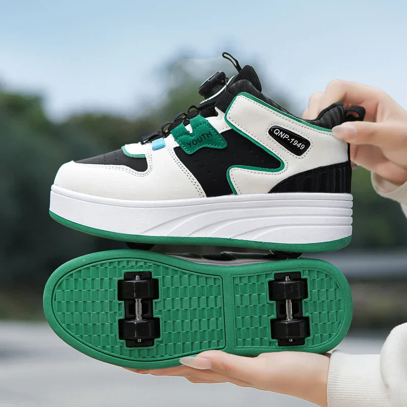 Students children's shoes four wheel light shoes Boys invisible roller shoes large size outdoor sports walking shoes women