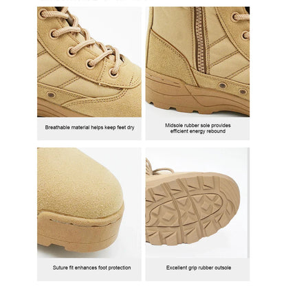 Desert Combat Boots Lace Up Outdoor Hiking Boots Breathable Hunting Training Boots Lightweight Non-Slip for Men
