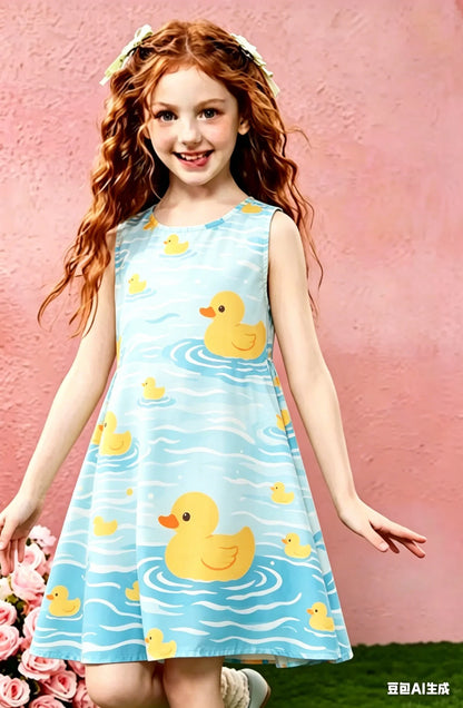 NEW SUMMER STYLE FLORAL PRINT DRESS FOR GIRLS A CASUAL AND SWEET PRINCESS DRESS THE PERFECT GIFT FOR CHILDREN SPORTY STYLE
