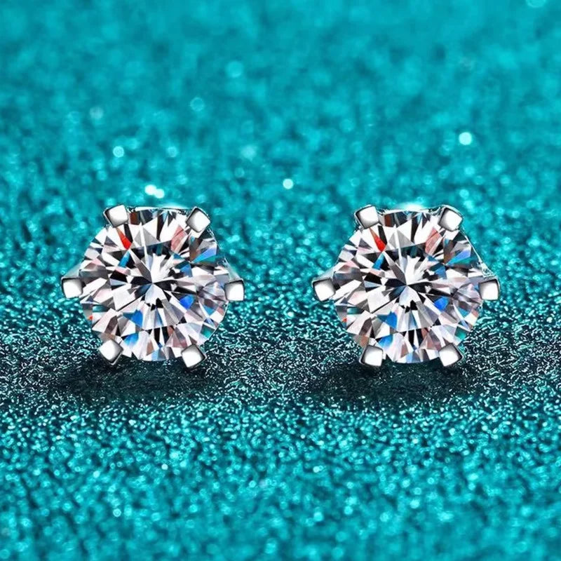 0.5-2ct Moissanite Screw Stud Earrings D Color 925 Sterling Silver Diamond Earrings For Women Wedding Fine Jewelry