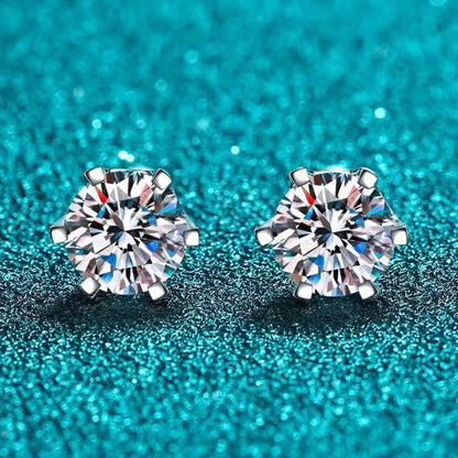 0.5-2ct Moissanite Screw Stud Earrings D Color 925 Sterling Silver Diamond Earrings For Women Wedding Fine Jewelry
