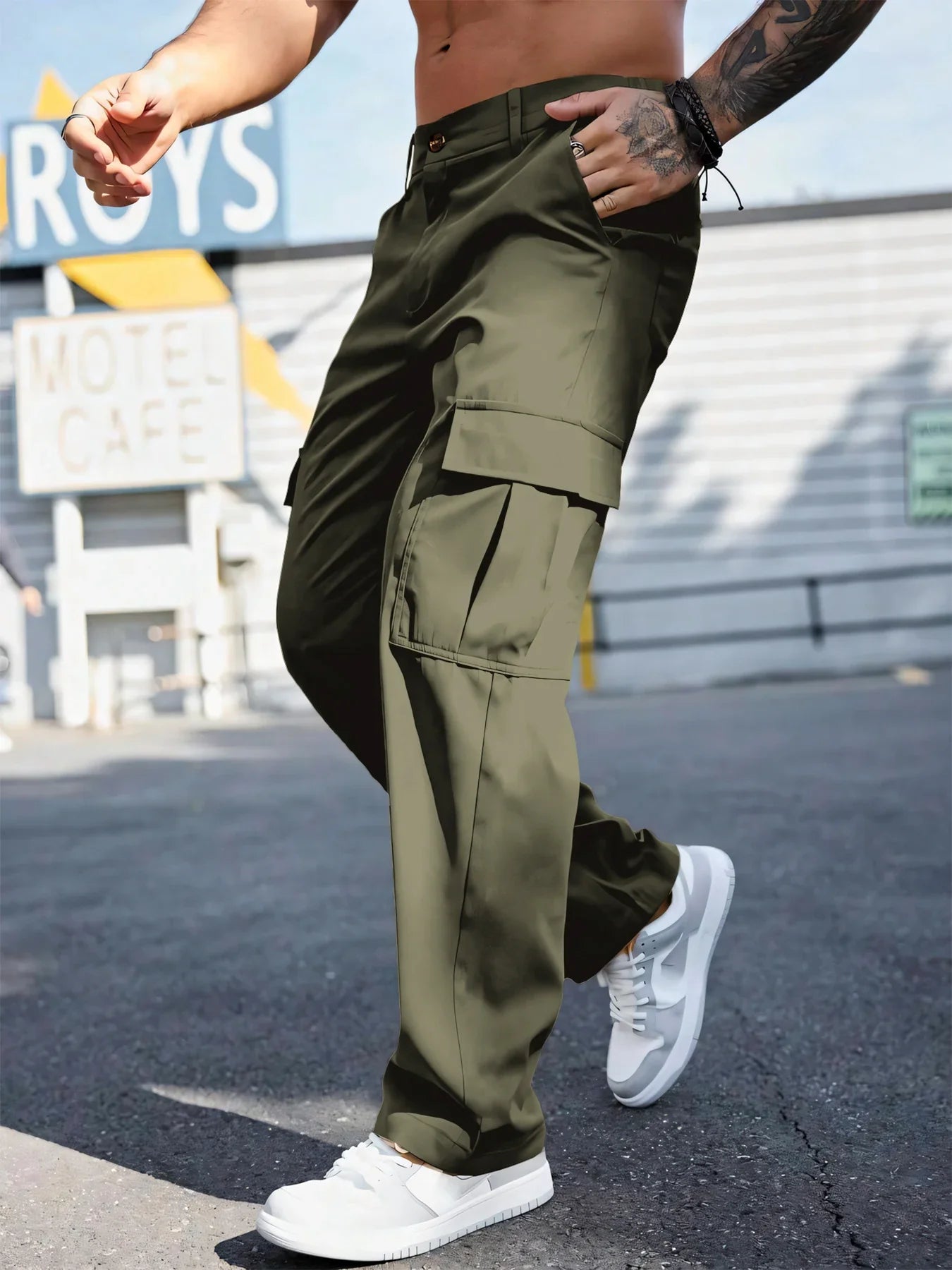 Men's Workwear Pants Wear-Resistant Sports Straight Leg Loose Summer Multi-Pocket Casual Trousers