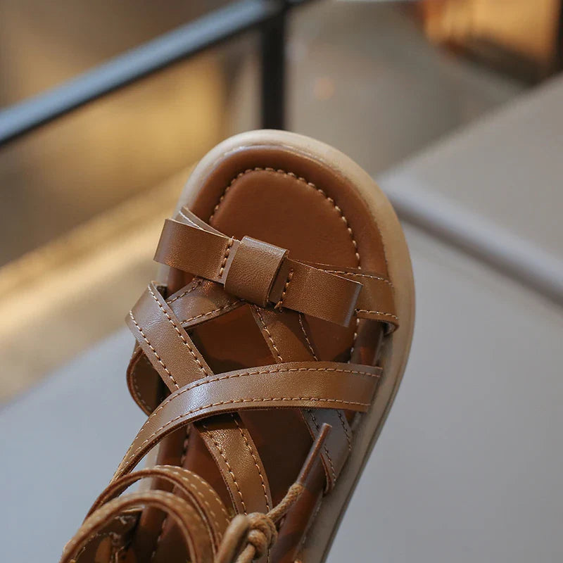 Girls Gladiator Sandals 2025 New Summer Children Fashion Princess High-top Shoes Versatile Kids Causal Beach Holiday Sandals