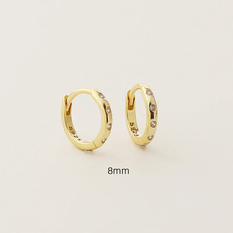 925 Sterling Silver Fashion Simple Piercing Ear Closure Statement Stacked Ear Hoop Earrings for Women Huggies Jewelry