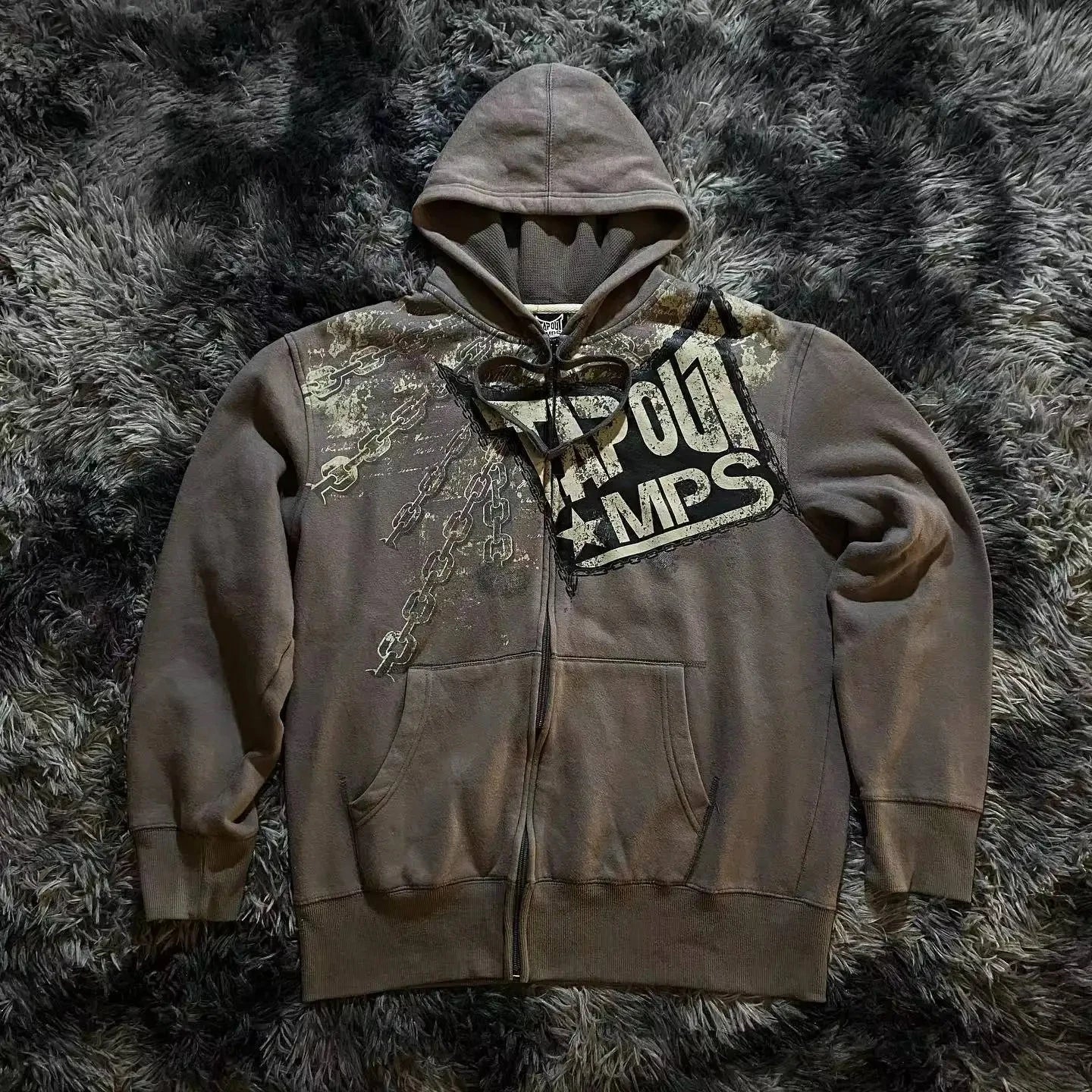 Zipper Hoodie Y2K Harajuku goth Long Sleeve Sweatshirt Oversized Hooded Jacket Gothic Loose Streetwear Skull Anime Men Women