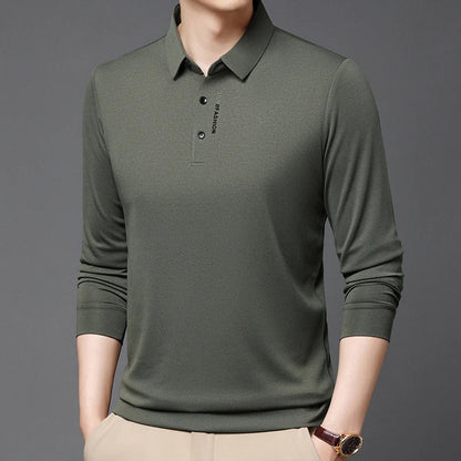 Polo Shirt Men's Spring and Autumn 2024 New Long Sleeved T-shirt Men's Business Casual Inner Top Base Shirt