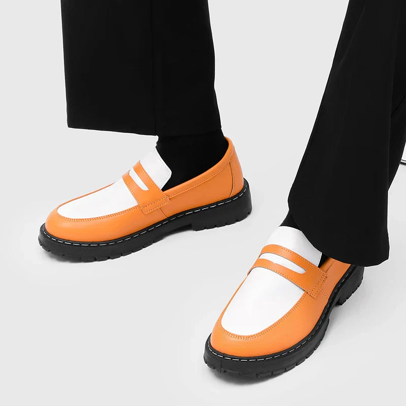 Color Blocked Men Loafers  Fashionable Comfortable Thick Soled Non Slip  for Daily Commuting Office Business  Formal Wear Shoe