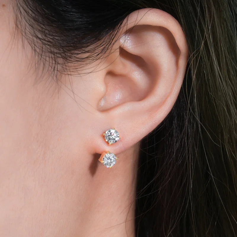 2 in 1 Full 5mm D Color Moissanite Stud Earrings for Women S925 Silver 2cttw All Diamond Earring Pierced Ear Fine Jewelry