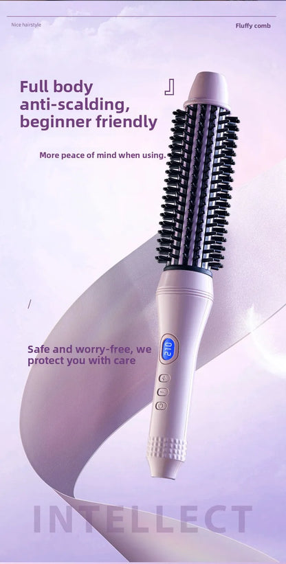 1.5 Inch 2-in-1 Thermal Brush Professional Negative Ion Curling Iron Brush Heated Round Brush for Blowout Volumizing, Portabl