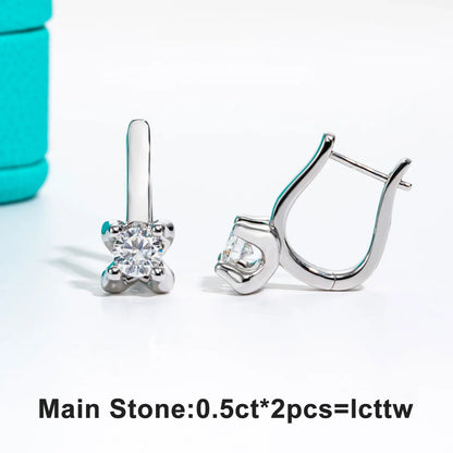 1cttw Moissanite Huggie Earrings 925 Stieerling Silver D Color Lab Created Diamond Hoop Earring For Women Jewelry
