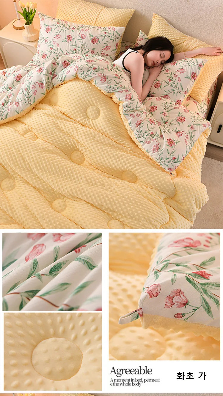 Microfiber is thickened by 3D beanie velvet to protect the warm winter blanket by single double fall and winter