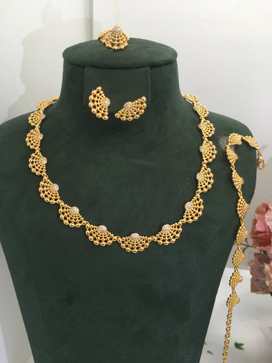 Trendy Fashion 4PCS Luxury Waterdrop Indian Jewelry Sets For Women Wedding Party Indian Dubai Bridal jewelry Sets