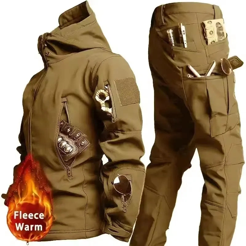 Winter Autumn Fleece Men Jacket Tactical Waterproof Suit Outdoor Fishing Hiking Camping Tracksuits Coat Thermal Suit