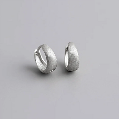 925 Sterling Silver Fine Matte Simple Wide Huggies Gothic Hoop Earrings for Women Unisex Piercing Rock Jewelry Ear Buckle