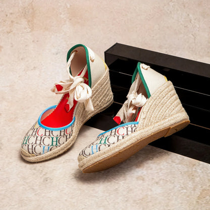 Women's Sandals 2025 New Hemp Bottom Slope Heel Sandals Comfortable and Breathable Holiday Beach Women's Shoes 8CM