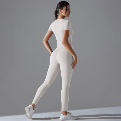 Quick-Drying Gym Leggings Set Yoga Suit Sports Set Sleeve Breathable Stretchy GYM Yoga Slim Fitness Active Top Tight Yoga Pant
