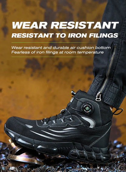Rotating Buttons Safety Shoes Men Waterproof Steel Toe Safety Footwear Work Boots Men Anti-smash Anti-puncture Protective Boots