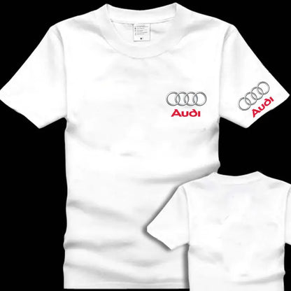 Audi Racing AODI Men's Short Sleeve T-Shirt Clothes Car Cotton Locomotive Off-Road Front Shoulder