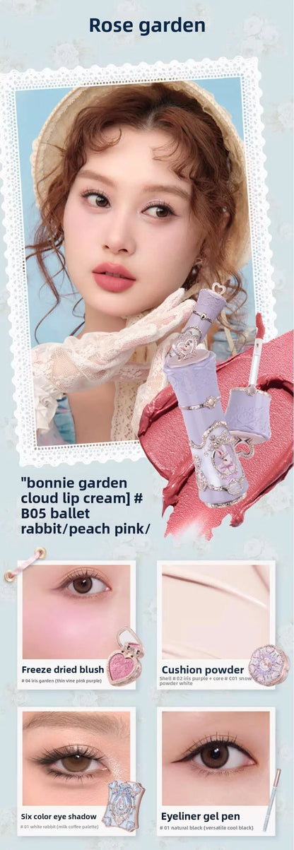 Garden Collection Lip Cream Blush Air Cushion CC Cream Liquid Foundation Eye Shadows Palette Makeup Set 10pcs
