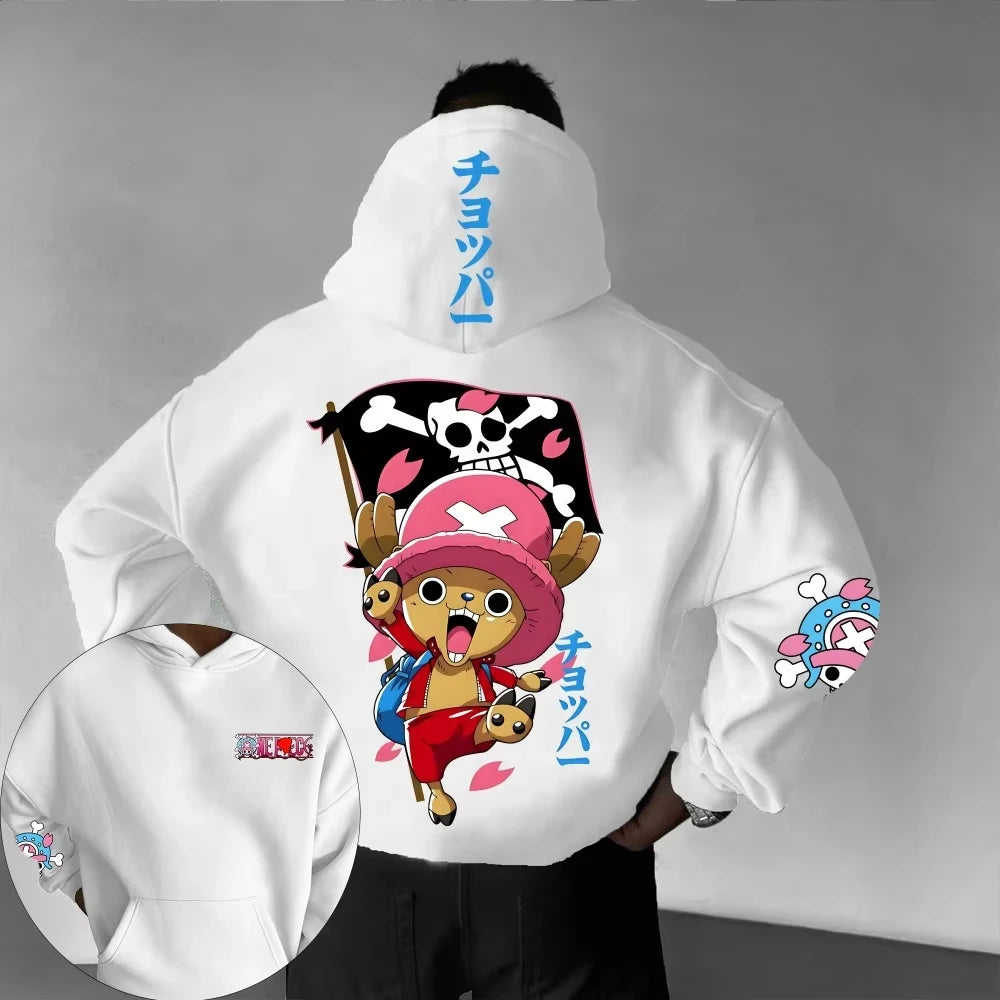 New ONE PIECE Men's Hoodie Sweater Tony Tony Chopper Japan Anime Summer Autumn New Boys Children's Long Sleeve Parent-Child Wear