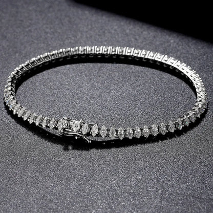 0.1/0.15carat Marquise Cut Moissanite Diamond Tennis Bracelets with Certifcate S925 Silver Bridal Wedding Bracelet for Women